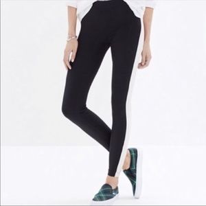 Madewell Tux Black + White stripe leggings size XS